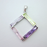Pastel Cubic Zirconia Open Square Pendant